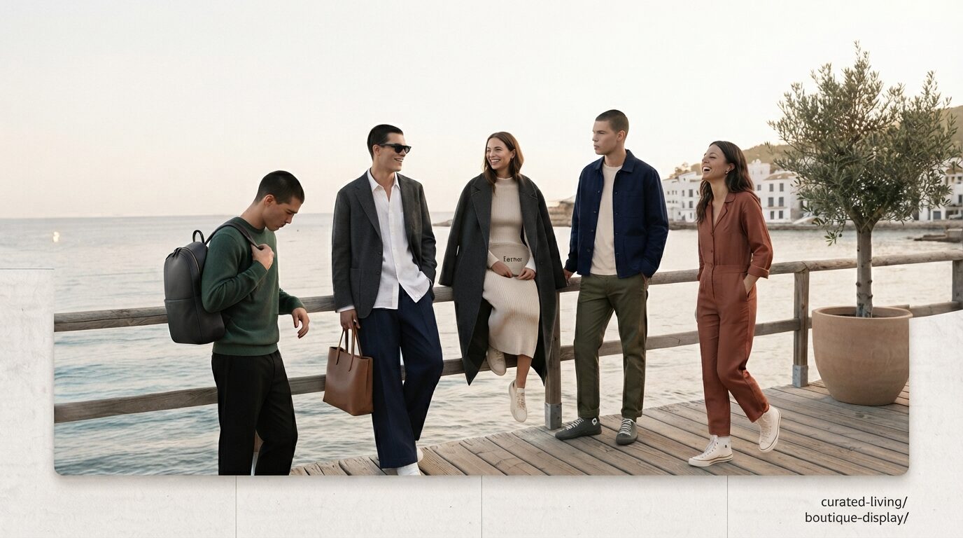 Forme clothing worn on a coastal boardwalk